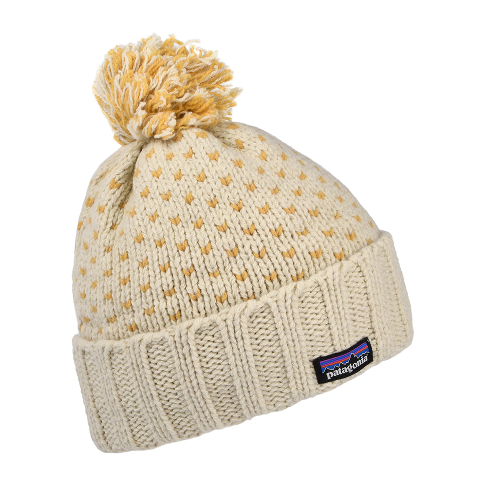 Gorro con pompón mujeres Snowbelle de lana reciclada de Patagonia - Natural