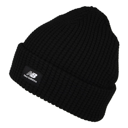 Gorro Beanie con vuelta punto gofre de New Balance - Negro