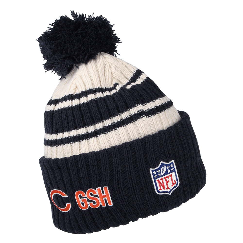 Gorro con pompón NFL Sideline Sport Knit Chicago Bears de New Era - Azul Marino-Blanco