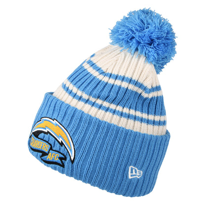 Gorro con pompón NFL Sideline Sport Knit Los Angeles Chargers de New Era - Azul-Blanco