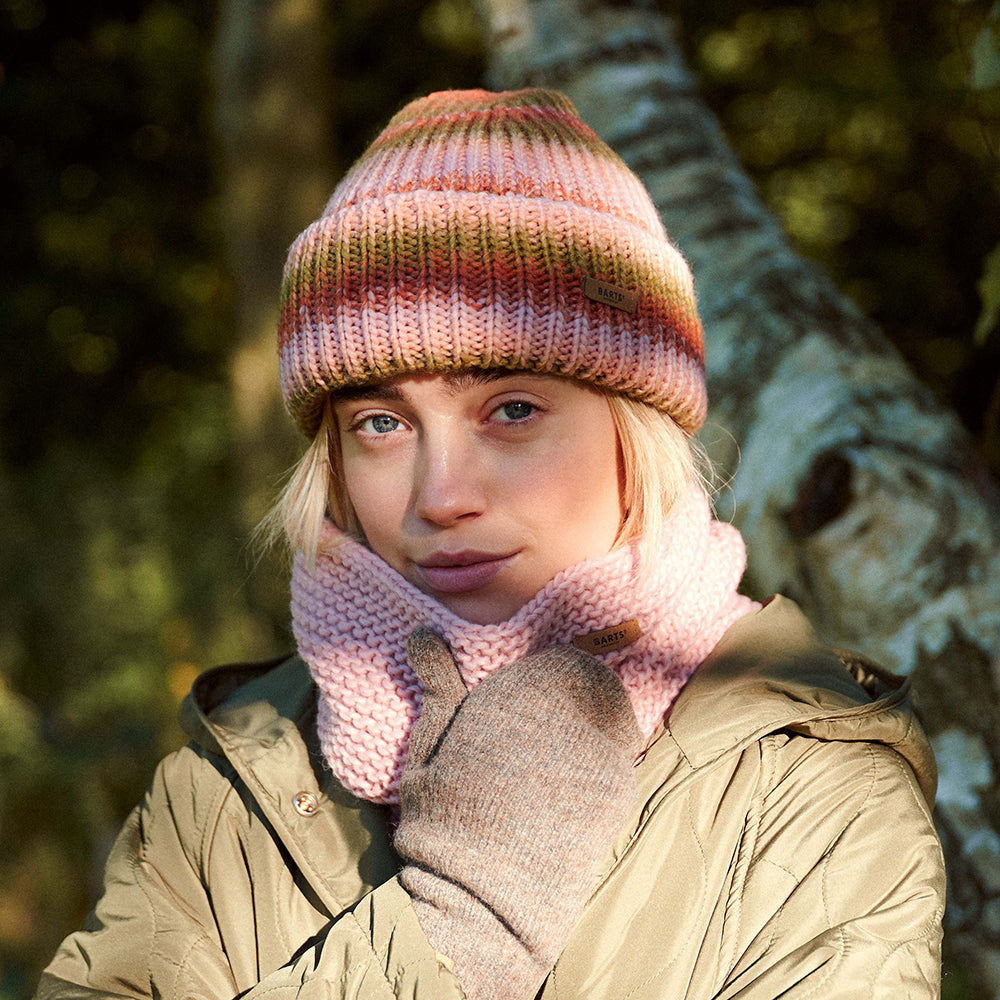 Gorro Beanie Elanor Space-Dyed de Barts - Verde Militar-Rosa
