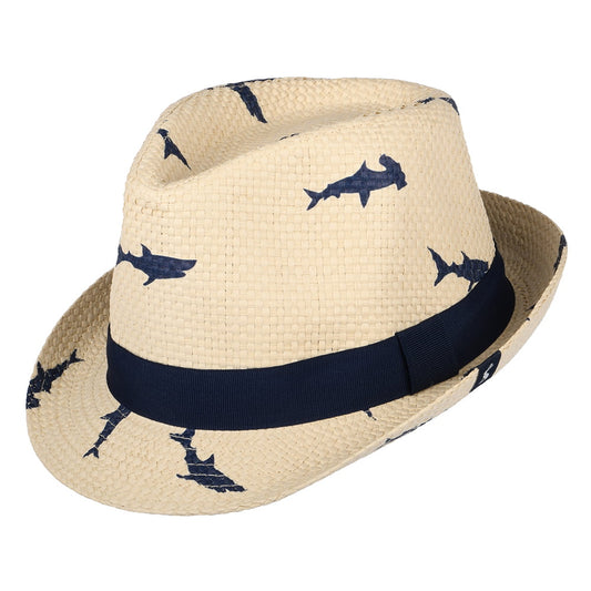Sombrero Trilby niños Printed Sharks de paja de Joules - Natural
