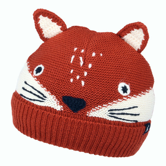 Gorro Beanie niños Fox Face de Joules - Rojo-Crema