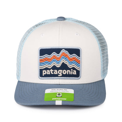 Gorra Trucker niños Ridge Rise Stripe de algodón orgánico de Patagonia - Blanco-Azul Ahumado