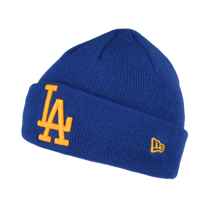 Gorro Beanie niños con vuelta MLB League Essential L.A. Dodgers de New Era - Azul Celeste-Amarillo