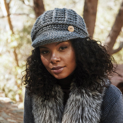 Gorro Beanie con visera Letizia Crochet de Scala - Gris