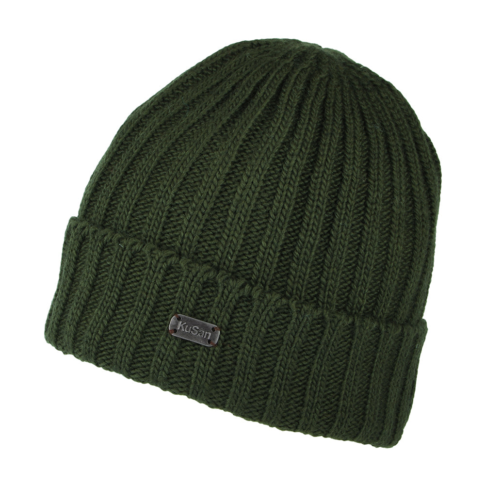 Gorro Beanie con vuelta de canalé de Kusan - Kaki