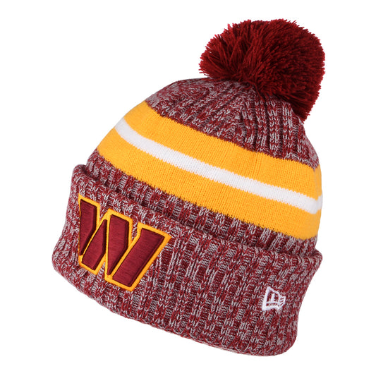 Gorro con pompón NFL Sideline Sport Knit Washington Commanders de New Era - Burdeos-Amarillo