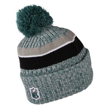 Gorro con pompón NFL Sideline Sport Knit Philadelphia Eagles de New Era - Verde Medianoche-Negro