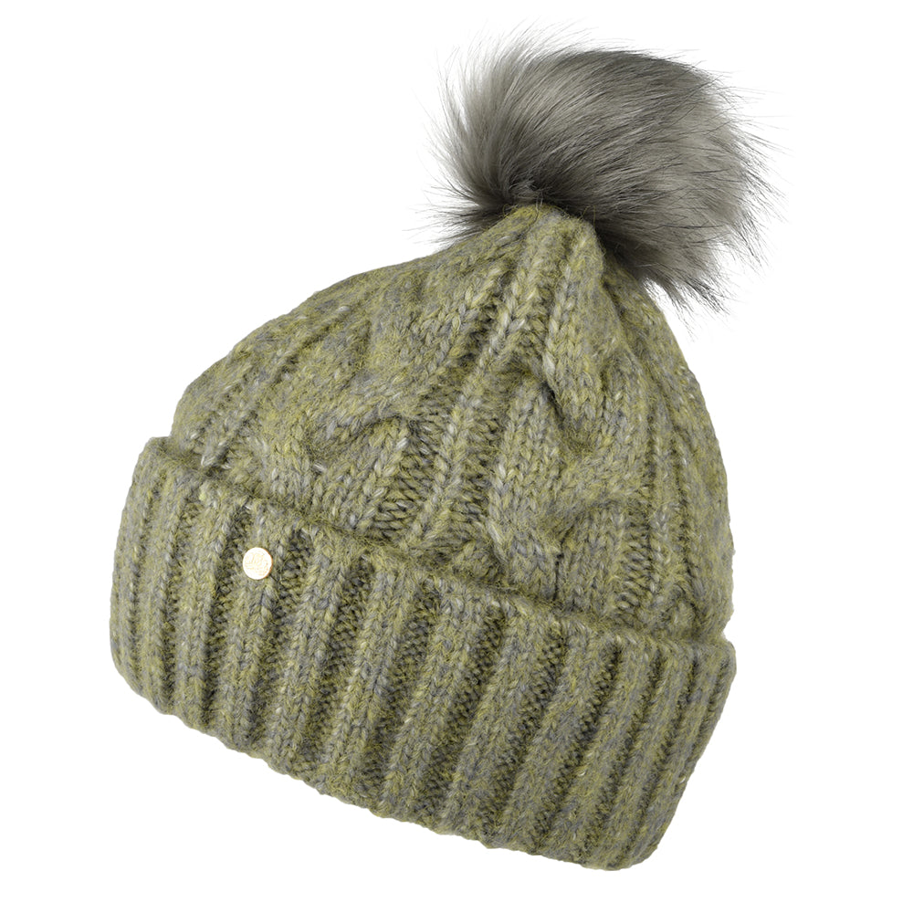 Gorro con pompón Amelia de piel sintética de Failsworth - Salvia