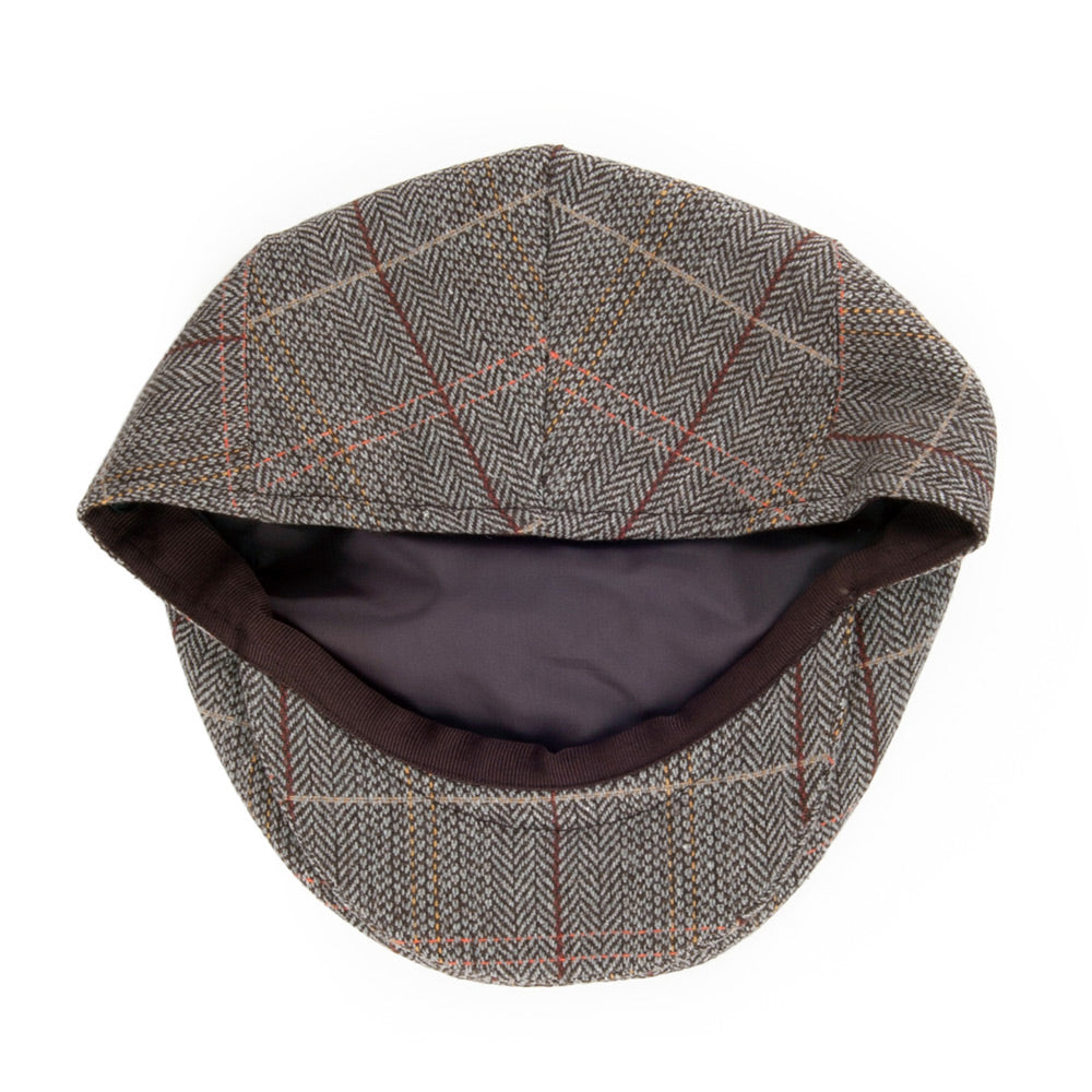 Gorra plana de tweed de Jaxon & James Marrón-Gris al por mayor