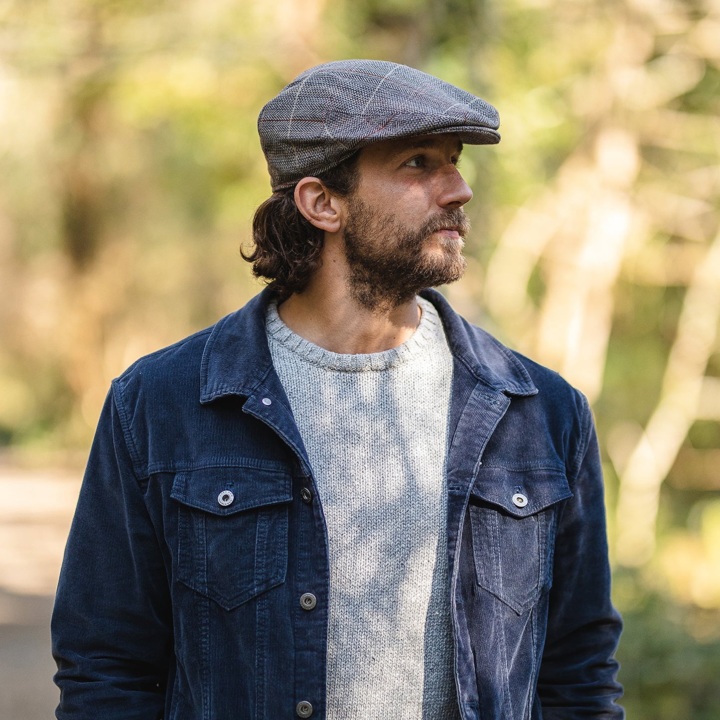 Gorra plana de tweed de Jaxon & James Marrón-Gris al por mayor