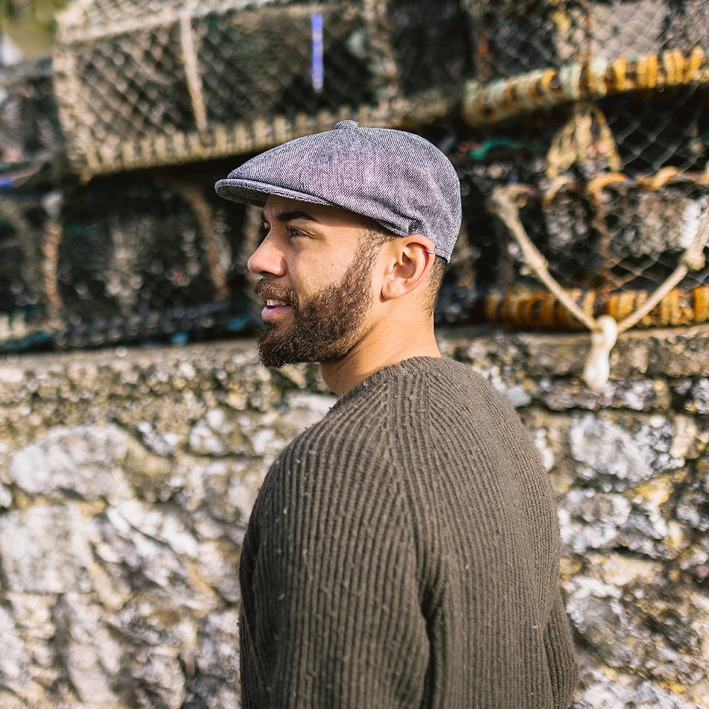 Gorra Newsboy Marl Tweed de Jaxon & James Negro al por mayor