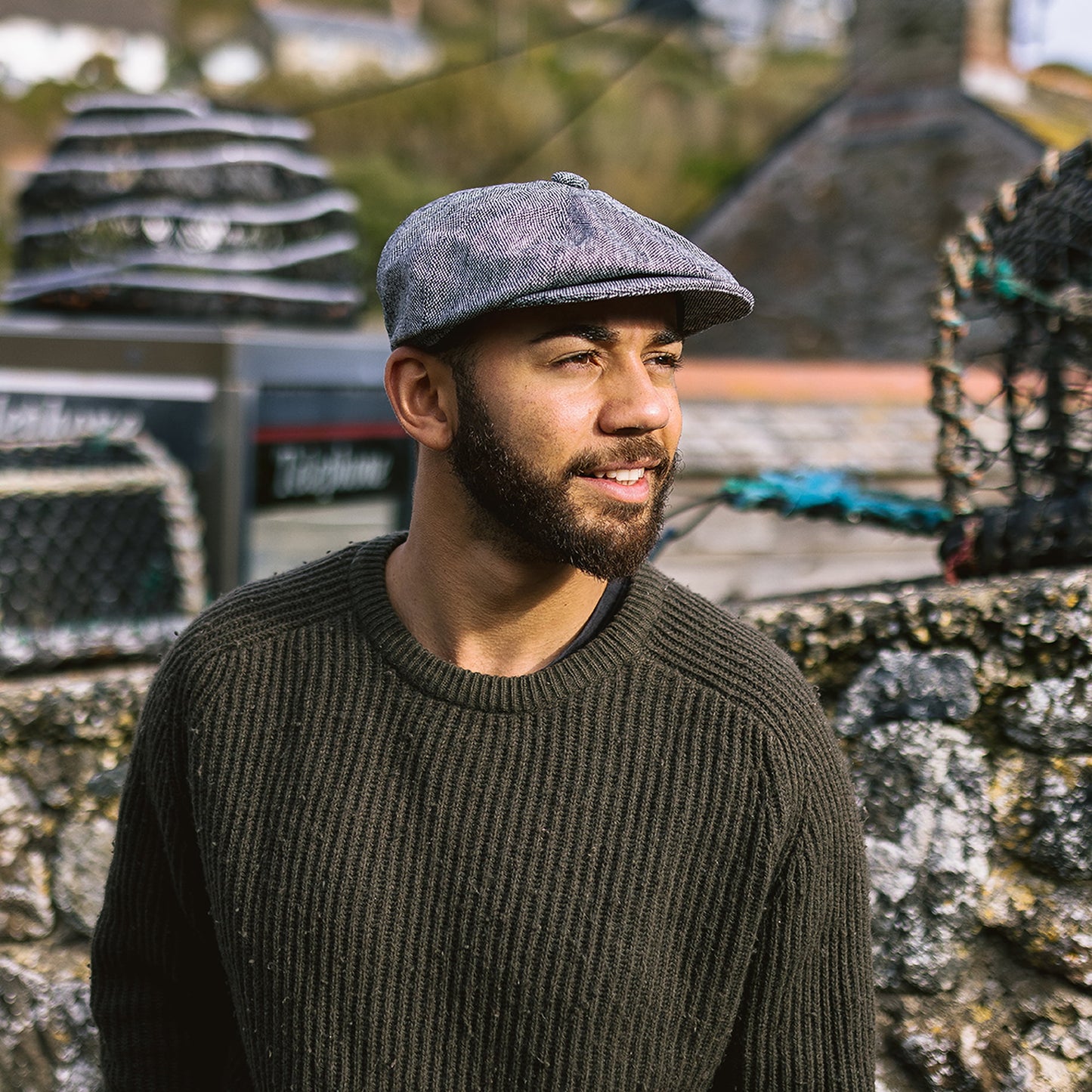 Gorra Newsboy Marl Tweed de Jaxon & James Negro al por mayor