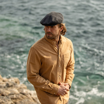 Gorra plana de diseño de espiga de Jaxon & James Antracita al por mayor