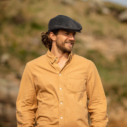 Gorra plana de diseño de espiga de Jaxon & James Antracita al por mayor