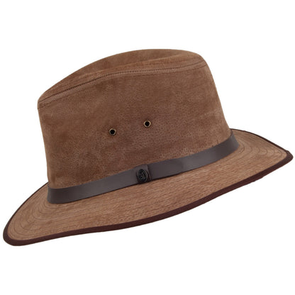 Sombrero Fedora de piel Nubuck Safari de Jaxon & James Castaño al por mayor