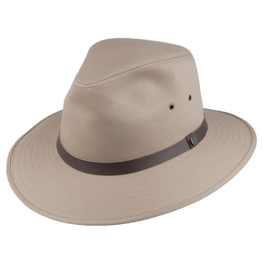 Sombrero Fedora de algodón Safari de Jaxon & James Beige británico al por mayor