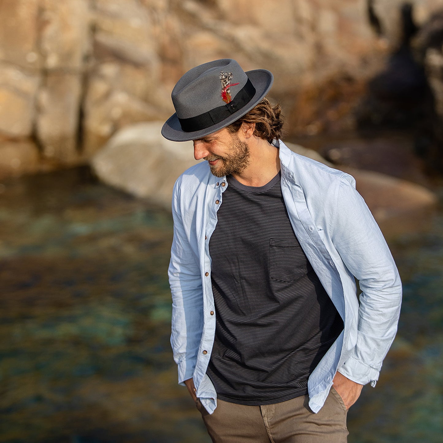 Sombrero Fedora flexible Copa-C de Jaxon & James Gris al por mayor