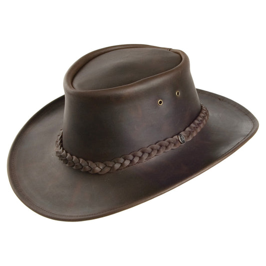Sombrero Outback flexible de piel de Jaxon & James Marrón al por mayor