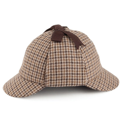 Sombrero Sherlock Holmes diseño de pata de gallo de Jaxon & James Marrón al por mayor