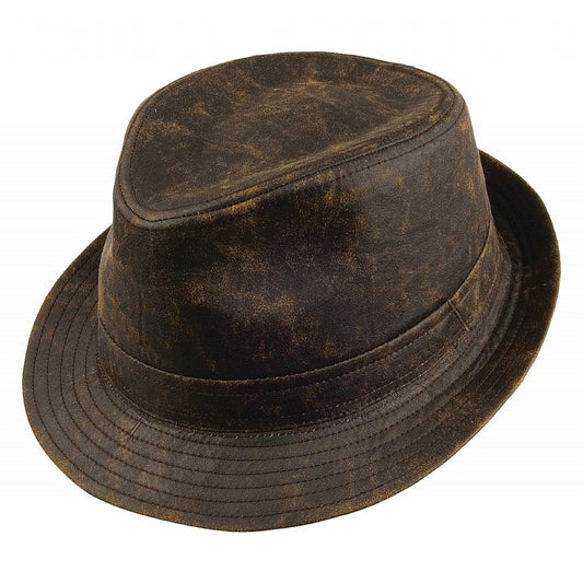 Sombrero Trilby de algodón envejecido de Jaxon & James Marrón al por mayor