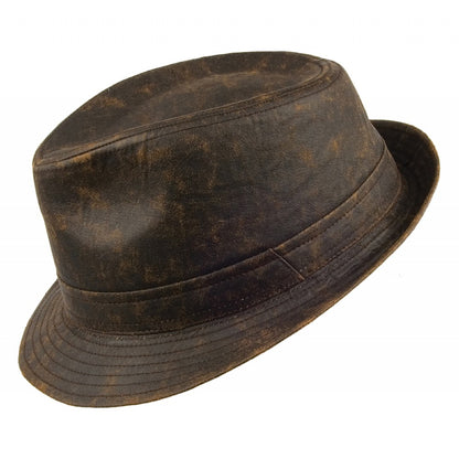 Sombrero Trilby de algodón envejecido de Jaxon & James Marrón al por mayor