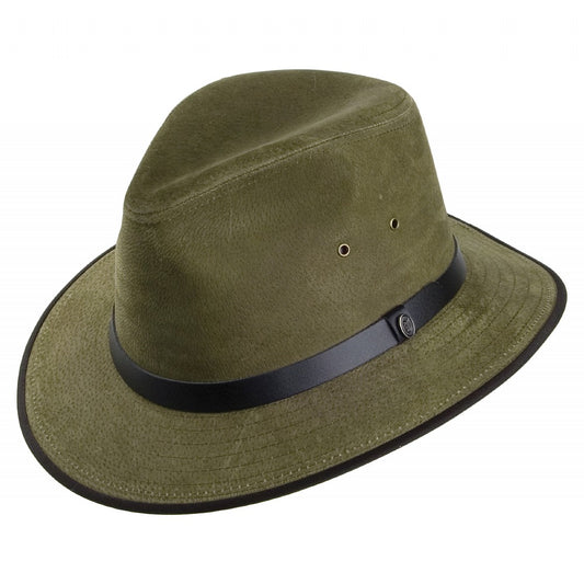 Sombrero Safari Fedora de piel Nubuck de Jaxon & James Oliva al por mayor