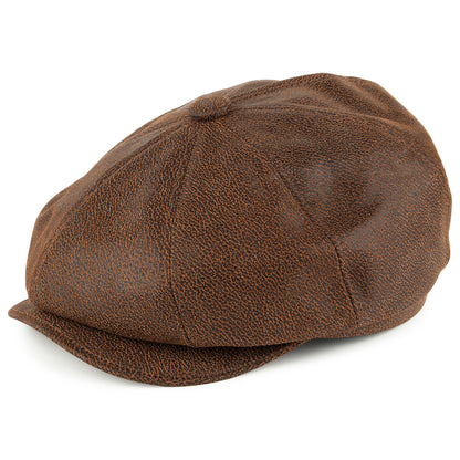 Gorra Newsboy de piel de Jaxon & James Marrón al por mayor