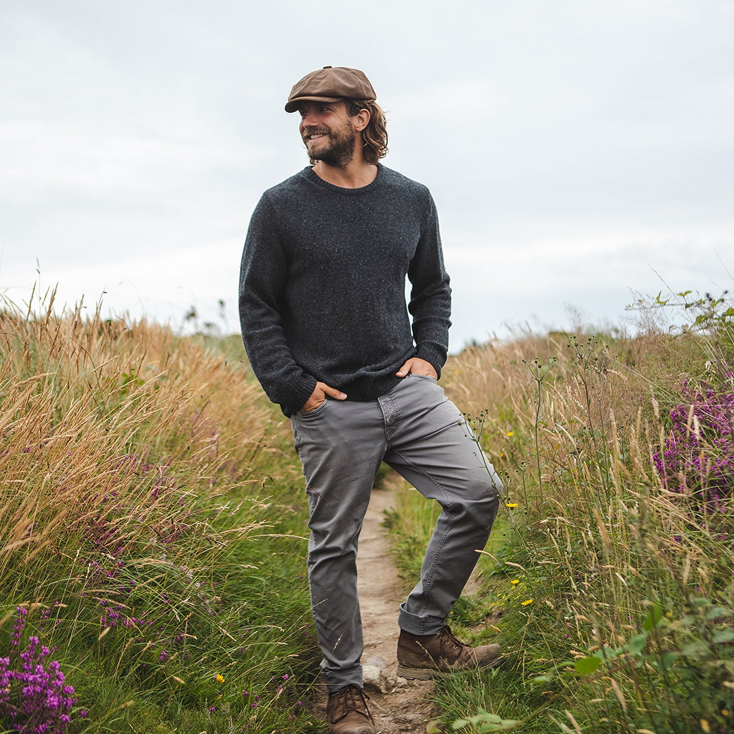 Gorra Newsboy de piel de Jaxon & James Marrón al por mayor