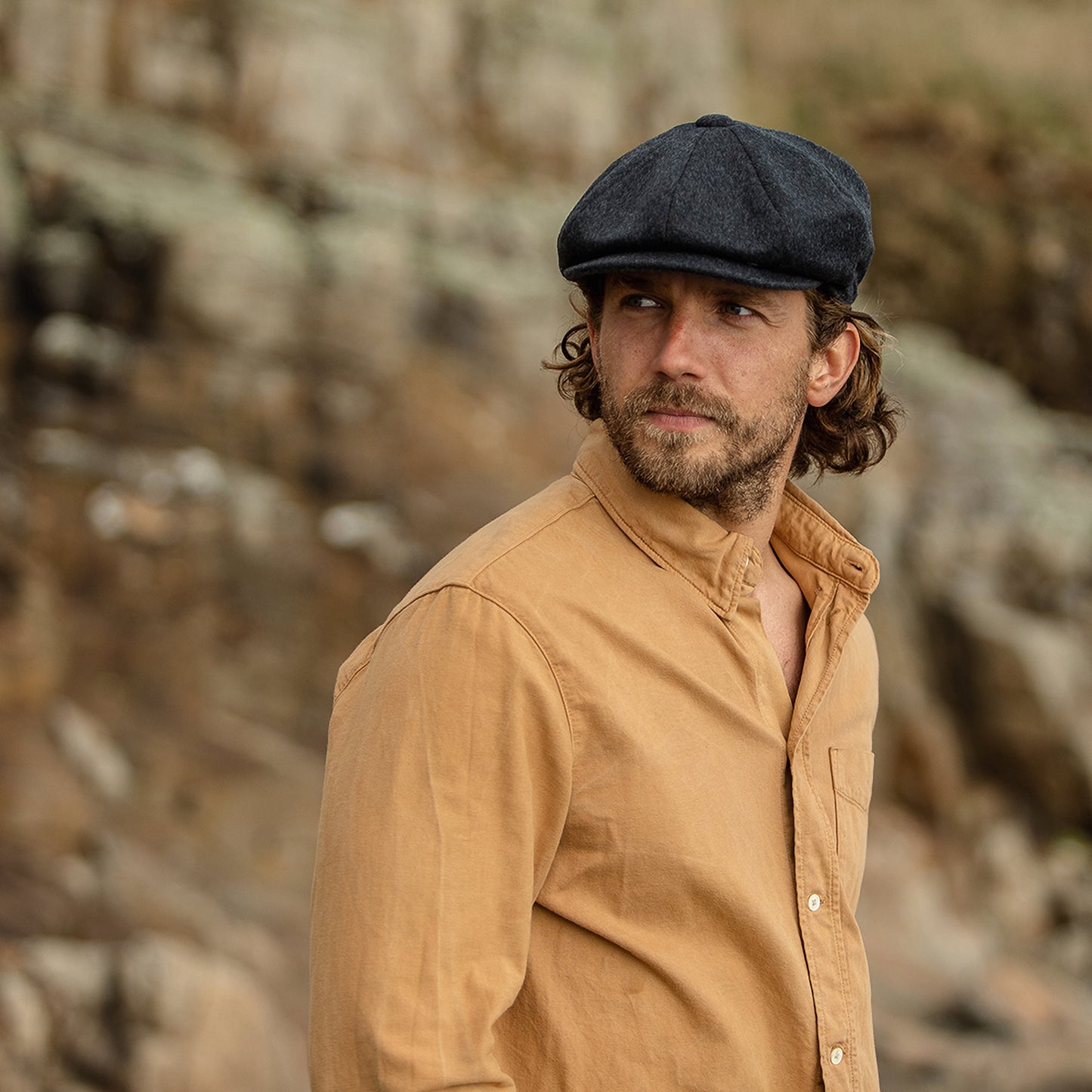 Gorra Newsboy de lana pura Harlem de Jaxon & James Antracita al por mayor