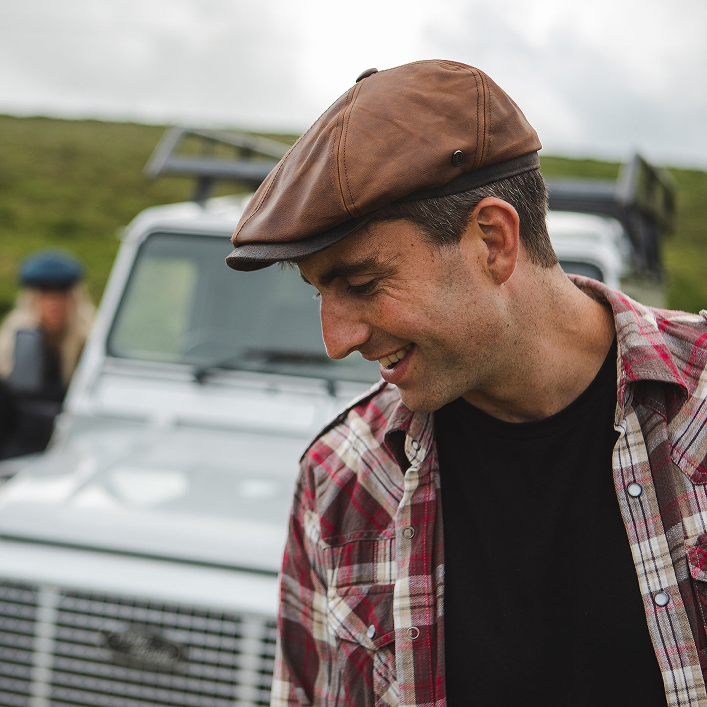 Gorra plana Fulton de piel de Jaxon & James Marrón al por mayor