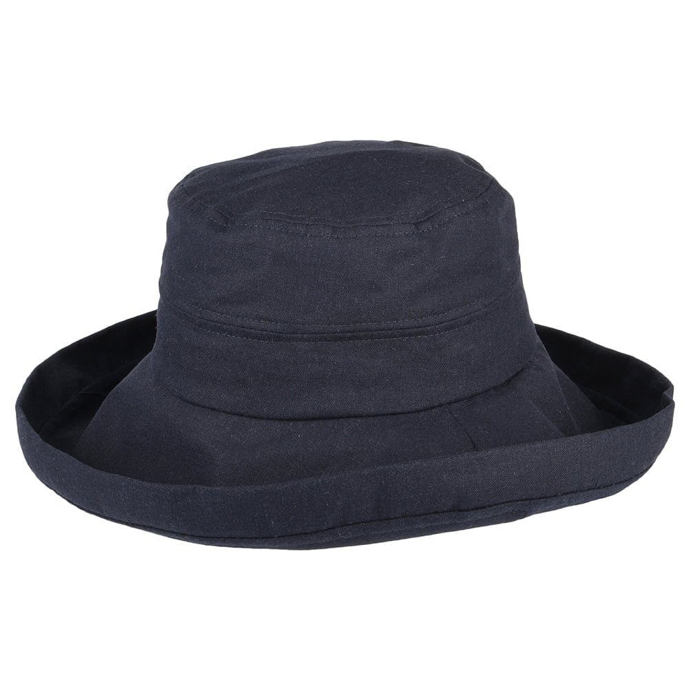 Sombrero Lily plegable de lino de sur la tête Azul Marino al por mayor