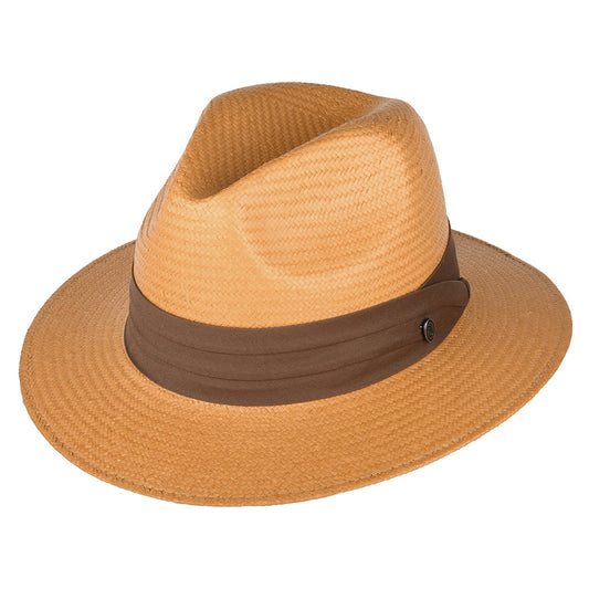 Safari Fedora de toyo con cinta decorativa Marrón de Jaxon & James Beige Arena al por mayor