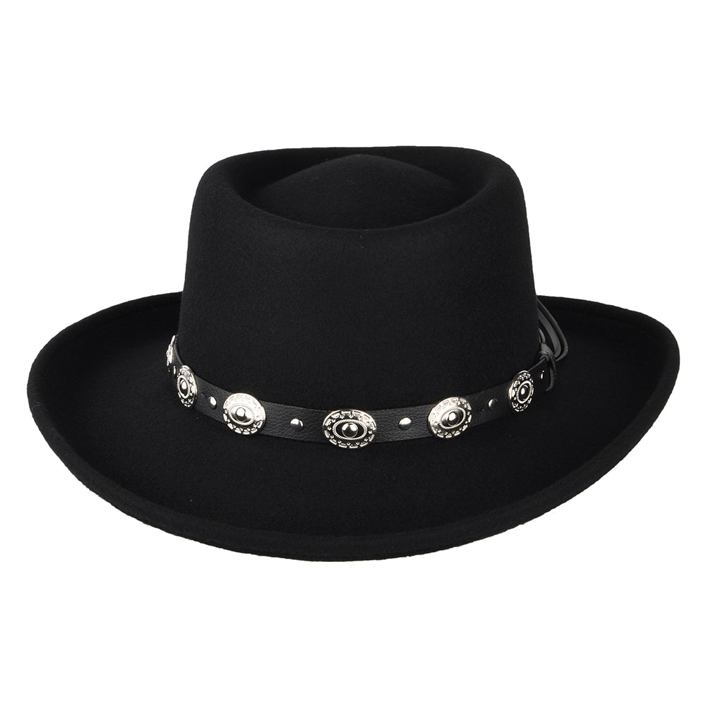 Sombrero Gambler de fieltro de lana de Jaxon & James Negro al por mayor